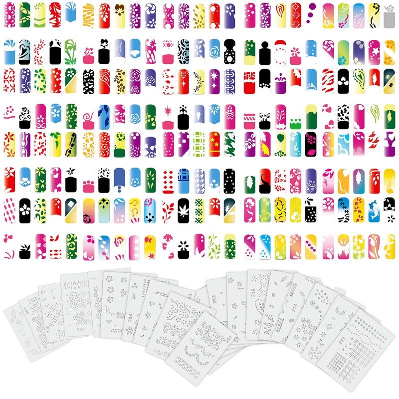 Custom Body Art Airbrush Nail Stencils - Nail Art Stencils Series #11: 260 Unique Designs from 20 Individual Templates - Image 1